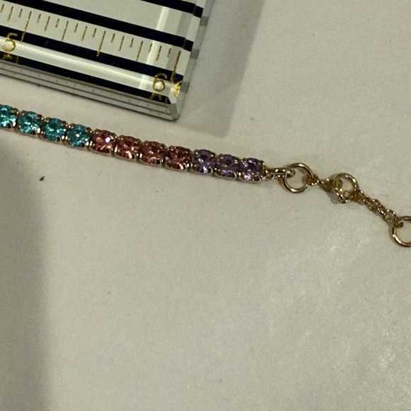 J. Crew Gold Bracelet with Multicolor Accents, rainbow crystal stones! Gorgeous - Picture 14 of 14